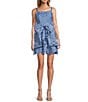 Mestiza New York Vanessa Lace Bow Square Neck Sleeveless Mini Dress, Color:Heritage Blue - Image 1