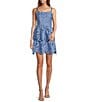 Mestiza New York Vanessa Lace Bow Square Neck Sleeveless Mini Dress, Color:Heritage Blue - Image 3