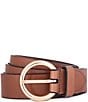 Color:Luggage Gold - Image 1 - 1.25'' Vegan Leather Logo Embossed Belt