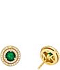 Color:Gold - Image 2 - 14K Gold-Plated Pav Halo Stud Earrings