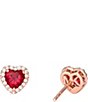 Color:Rose Gold - Image 2 - 14K Rose Gold-Plated Red Heart-Cut Stud Earrings