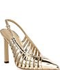 Michael Kors Adriana Metallic Leather Slingback Caged Pumps - Image 1