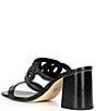 Color:Black - Image 3 - Alma Leather Block Heel Sandal Slides