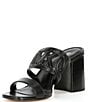 Color:Black - Image 4 - Alma Leather Block Heel Sandal Slides