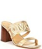 Color:Pale Gold - Image 1 - Alma Metallic Leather Mid Sandal Slides