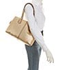 Color:Pale Gold - Image 4 - Astor Studded Large Metallic Shoulder Tote Bag