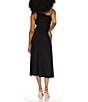 Color:Black - Image 2 - Asymmetrical Square Neck Sleeveless Ruched Side Midi Dress