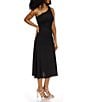 Color:Black - Image 3 - Asymmetrical Square Neck Sleeveless Ruched Side Midi Dress