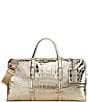 Michael Kors Bedford Travel Extra-Large Metallic Crocodile Embossed Leather Weekender Bag, Color:Pale Gold - Image 1