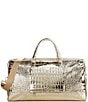 Michael Kors Bedford Travel Extra-Large Metallic Crocodile Embossed Leather Weekender Bag, Color:Pale Gold - Image 2