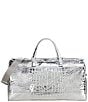 Michael Kors Bedford Travel Extra-Large Crocodile Embossed Leather Weekender Bag, Color:Silver - Image 2