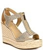 Color:Pale Gold - Image 1 - Berkley Rhinestone Embellished Espadrille Wedge Sandals