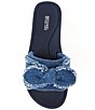 Color:Denim - Image 5 - Betsy Frayed Denim Bow Slide Sandals
