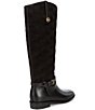 Michael Kors Beverly Flat Leather MK Logo Embossed Suede Tall Riding Boots - Image 2