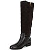 Michael Kors Beverly Flat Leather MK Logo Embossed Suede Tall Riding Boots - Image 4