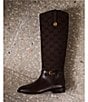 Michael Kors Beverly Flat Leather MK Logo Embossed Suede Tall Riding Boots - Image 5