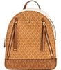 Color:Pale Peanut/Luggage - Image 1 - Brooklyn Medium Leather Logo Backpack