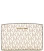 Michael Kors Bryant Medium Zip Around Bifold Wallet, Color:Vanilla/Acorn - Image 1