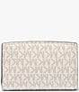 Michael Kors Bryant Medium Zip Around Bifold Wallet, Color:Vanilla/Acorn - Image 2