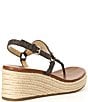 Color:Brown - Image 2 - Casey Signature Logo Leather Wedge Espadrille Sandals