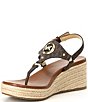 Color:Brown - Image 4 - Casey Signature Logo Leather Wedge Espadrille Sandals