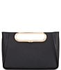 Color:Black - Image 1 - Chelsea Large Contrast Gold Leather Convertible Crossbody Clutch