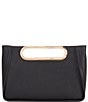 Color:Black - Image 2 - Chelsea Large Contrast Gold Leather Convertible Crossbody Clutch