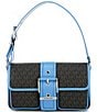 Michael Kors Colby Medium MK Signature Contrast Trim Shoulder Bag, Color:South Pacific - Image 1