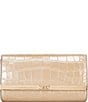 Color:Camel - Image 1 - Croco Embossed Mona Large E/W Clutch