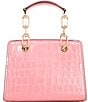 Color:Camila Rose - Image 2 - Cynthia Small N/S Glimmer Croco Embossed Satchel Bag