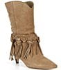 Michael Kors Daniela Fringe Suede Kitten Heel Mid Boots - Image 1