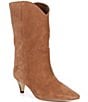 Michael Kors Daniela Suede Kitten Heel Mid Calf Boots - Image 1