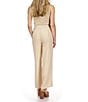 Color:Buff - Image 2 - Drapey Crepe Collared Neck Sleeveless Tie Waist Sash Trench Jumpsuit