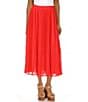 Color:Deep Pink - Image 5 - Pleated Elastic Waist A-Line Midi Skirt
