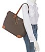 Color:Brown/Acorn - Image 4 - Edith Signature Logo Large Open Tote Bag