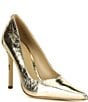 Michael Kors Elyse High Metallic Leather Pointed Toe Pumps - Image 1