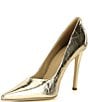 Michael Kors Elyse High Metallic Leather Pointed Toe Pumps - Image 4