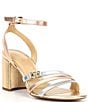 Color:Pale Gold - Image 1 - Emily Flex Metallic Leather Strappy Sandals