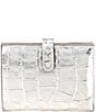 Michael Kors Empire Crocodile Embossed Leather Passport Wallet, Color:Silver - Image 1