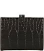 Michael Kors Empire Crocodile Embossed Leather Passport Wallet, Color:Black - Image 2