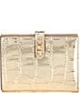 Michael Kors Empire Gold Metallic Crocodile Embossed Leather Passport Wallet, Color:Pale Gold - Image 1