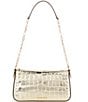 Michael Kors Empire Medium Metallic Crocodile Embossed Leather Chain-Link Pouchette, Color:Pale Gold - Image 1