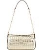 Michael Kors Empire Medium Metallic Crocodile Embossed Leather Chain-Link Pouchette, Color:Pale Gold - Image 2