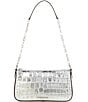 Michael Kors Empire Medium Metallic Crocodile Embossed Leather Chain-Link Pouchette, Color:Silver - Image 1