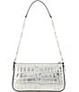 Michael Kors Empire Medium Metallic Crocodile Embossed Leather Chain-Link Pouchette, Color:Silver - Image 2