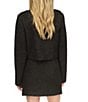 Michael Kors Eyelash Tweed Notch Collar Long Sleeve Gold Button Cropped Coordinating Jacket, Color:Black - Image 3