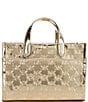 Michael Kors Gigi MK Facet Logo Small Messenger Metallic Bag, Color:Pale Gold - Image 1