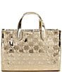 Michael Kors Gigi MK Facet Logo Small Messenger Metallic Bag, Color:Pale Gold - Image 2