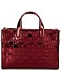 Michael Kors Gigi MK Facet Logo Small Messenger Metallic Bag, Color:Deep Red - Image 1