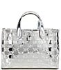 Michael Kors Gigi MK Facet Logo Small Silver Metallic Messenger Bag, Color:Silver - Image 2